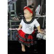 Halloween White Baby Pettitop Black White Dots Lacing & BOO! Print & Red Black White Dots Trimmed Newborn Pettiskirt NG1801